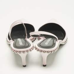 Pre Owned Alexander Wang Light Pink Leather Nova Studded Rina Slingback Pumps Size 38.5