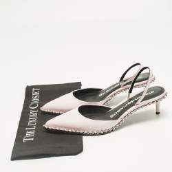 Pre Owned Alexander Wang Light Pink Leather Nova Studded Rina Slingback Pumps Size 38.5