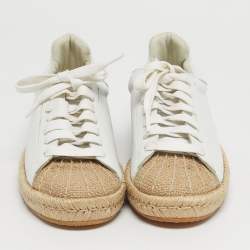 Pre Owned Alexander Wang Size 36 White Leather Jute Cap Toe Espadrille Low Top Sneakers