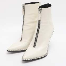 Pre Owned Alexander Wang Eri Size 36 White Leather Ankle Length Boots