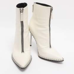 Pre Owned Alexander Wang Eri Size 36 White Leather Ankle Length Boots