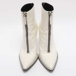 Pre Owned Alexander Wang Eri Size 36 White Leather Ankle Length Boots