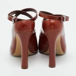 Pre Owned Alexander Wang Size 36.5 Brown Leather Ankle Wrap Pumps