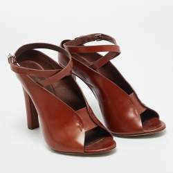 Pre Owned Alexander Wang Size 36.5 Brown Leather Ankle Wrap Pumps