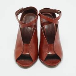 Pre Owned Alexander Wang Size 36.5 Brown Leather Ankle Wrap Pumps
