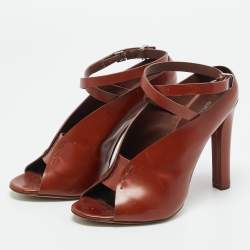 Pre Owned Alexander Wang Size 36.5 Brown Leather Ankle Wrap Pumps