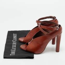 Pre Owned Alexander Wang Size 36.5 Brown Leather Ankle Wrap Pumps