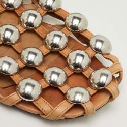 مملوكة مسبقًا Alexander Wang Amelia Size 36 Beige Leather Studded Flat Mules