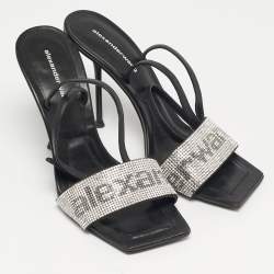 Pre Owned Alexander Wang Julie Size 37.5 Black/Silver Leather Ankle Strap Sandals