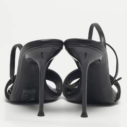 Pre Owned Alexander Wang Julie Size 37.5 Black/Silver Leather Ankle Strap Sandals