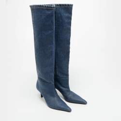 مملوكة مسبقًا حذاء بوت كاحل ألكساندر وانغ مقدمة مدببة ترصيعات إرى دنيم واش أزرق فاتح مقاس 40