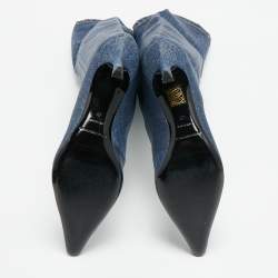 مملوكة مسبقًا حذاء بوت كاحل ألكساندر وانغ مقدمة مدببة ترصيعات إرى دنيم واش أزرق فاتح مقاس 40