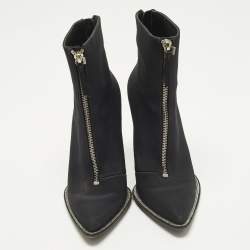 Pre Owned حذاء بوت ألكسندر وانغ قماش أسود طول الكاحل مقدمة مدببة مقاس 36.5