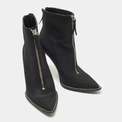 Pre Owned حذاء بوت ألكسندر وانغ قماش أسود طول الكاحل مقدمة مدببة مقاس 36.5