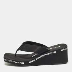 مملوكة مسبقًا Alexander Wang Size 38 Black Canvas Wedge Sandals