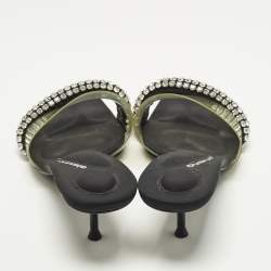 Pre Owned Alexander Wang Jessie Size 37 Black/Transparent  Fabric and PVC Slide Sandals