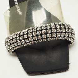 Pre Owned Alexander Wang Jessie Size 37 Black/Transparent  Fabric and PVC Slide Sandals