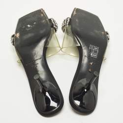 Pre Owned Alexander Wang Jessie Size 37 Black/Transparent  Fabric and PVC Slide Sandals