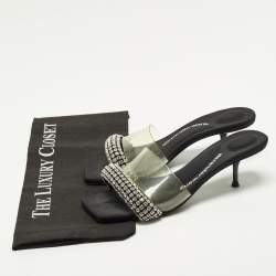 Pre Owned Alexander Wang Jessie Size 37 Black/Transparent  Fabric and PVC Slide Sandals