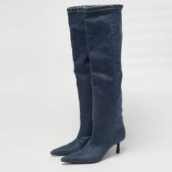 Pre Owned Alexander Wang Slouch Size 37 Blue Denim Knee Length Boots