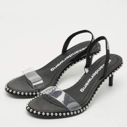 مملوكة مسبقًا Alexander Wang Nova Size 40.5 Black Leather and PVC Slingback Sandals