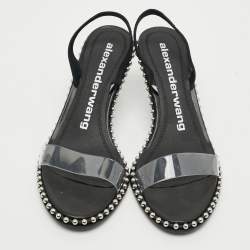 مملوكة مسبقًا Alexander Wang Nova Size 40.5 Black Leather and PVC Slingback Sandals