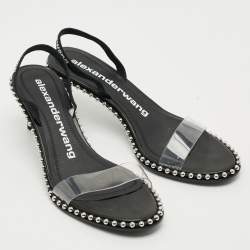 مملوكة مسبقًا Alexander Wang Nova Size 40.5 Black Leather and PVC Slingback Sandals