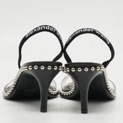 مملوكة مسبقًا Alexander Wang Nova Size 40.5 Black Leather and PVC Slingback Sandals