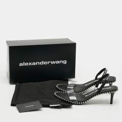 مملوكة مسبقًا Alexander Wang Nova Size 40.5 Black Leather and PVC Slingback Sandals
