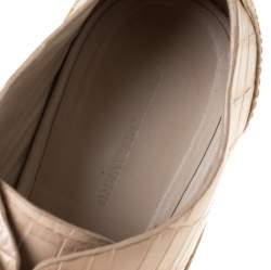 Alexander Wang Beige Croc Embossed Leather Ingrid Lace Up Oxfords Size 38