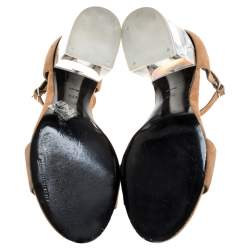 Pre Owned Alexander Wang Beige Suede Abby Lucite Tilt Heel Sandals Size 37.5