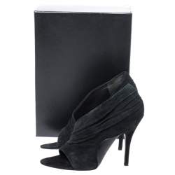 Alexander Wang Black Ruched Suede Maja Open Toe Sandals Size 39