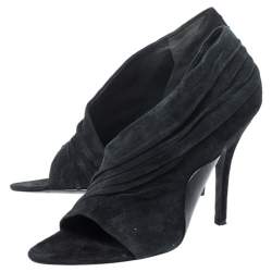 Alexander Wang Black Ruched Suede Maja Open Toe Sandals Size 39