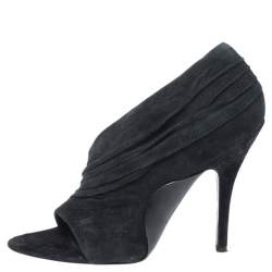 Alexander Wang Black Ruched Suede Maja Open Toe Sandals Size 39