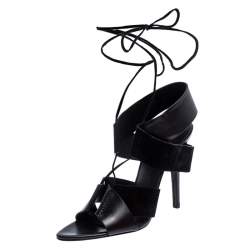 Alexander Wang Black Leather and Suede Malgosia Ankle Wrap Sandals Size 39.5