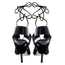 Alexander Wang Black Leather and Suede Malgosia Ankle Wrap Sandals Size 39.5