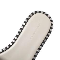 Alexander Wang Grey Leather Lola Studded Flat Slides Size 38