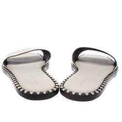 Alexander Wang Grey Leather Lola Studded Flat Slides Size 38