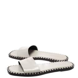 Alexander Wang Grey Leather Lola Studded Flat Slides Size 38