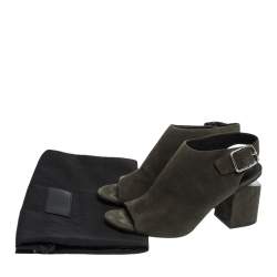 Alexander Wang Green Suede Block Heel Slingback Sandals Size 40.5