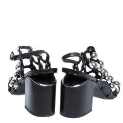 Pre Owned Alexander Wang Black Leather Dome Studded Nadia Sandals Size 39.5