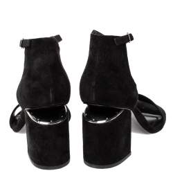Alexander Wang Black Suede Leather Abbey Block Heel Ankle Strap Sandals Size 40