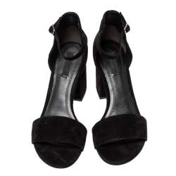 Alexander Wang Black Suede Leather Abbey Block Heel Ankle Strap Sandals Size 40