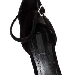 Alexander Wang Black Suede Leather Abbey Block Heel Ankle Strap Sandals Size 40