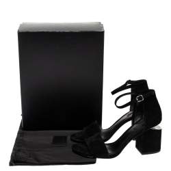 Alexander Wang Black Suede Leather Abbey Block Heel Ankle Strap Sandals Size 40
