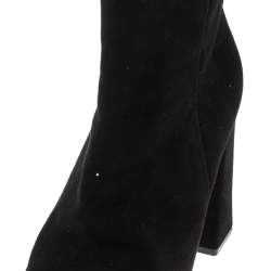 Alexander Wang Black Suede "Iselin" Block Heel Ankle Boots Size 38