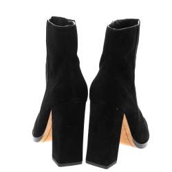 Alexander Wang Black Suede "Iselin" Block Heel Ankle Boots Size 38