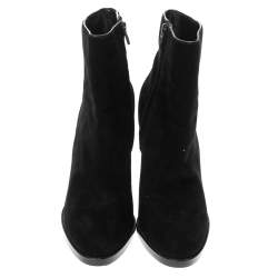Alexander Wang Black Suede "Iselin" Block Heel Ankle Boots Size 38