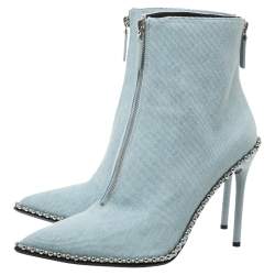 Pre Owned حذاء بوت كاحل ألكساندر وانغ مقدمة مدببة ترصيعات إرى دنيم واش أزرق فاتح مقاس 40