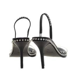 Alexander Wang Black Leather and PVC Studded Slingback Nova Sandals Size 38